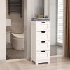 White freestanding storage cabinet with 4 drawers; suitable for bathroom; living room; kitchen