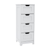 White freestanding storage cabinet with 4 drawers; suitable for bathroom; living room; kitchen