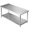 VEVOR Stainless Steel Prep Table, 72 x 30 x 34 Inch, 550lbs Load Capacity Heavy Duty Metal Worktable with Adjustable Undershelf, Commercial Workstatio