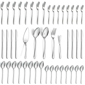 Mirdinner 45 Pcs Silverware Set with Serving Utensils for 8, Food Grade Stainless Steel Flatware Cutlery Set for Home and Restaurant, Mirror Polished