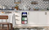 Built-in and Freestanding 15" Mini Beverage Refrigerator/Wine Cabinet, 120 Cans, 34-65¬∞F, Quiet, Adjustable Shelves, LED Lighting, ETL , Touch Contro