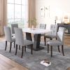 Linen Tufted Dining Room Chairs Set of 6, Accent Diner Chairs Upholstered Fabric Side Stylish Kitchen Chairs with Solid Wood Legs and Padded Seat - Gr