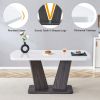 Dining Table Set for 6, 7 Piece Kitchen Table Chairs Set, 1.8" Thickness Tabletop and V-shaped Table Legs, Modern Dining Room Set with 63 inch Dinner