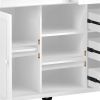 Kitchen cart with Rubber wood desktop rolling mobile kitchen island with storage and 5 draws 53 Inch length(White)