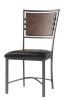 Rustic Industrial Style 5pc Dining Set Round Table and 4x Side Chairs Faux Leather Seat Metal Frame Burnished Brown Finish and Gray Metal Finish Kitch