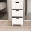 White freestanding storage cabinet with 4 drawers; suitable for bathroom; living room; kitchen