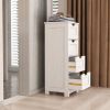 White freestanding storage cabinet with 4 drawers; suitable for bathroom; living room; kitchen