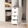 White freestanding storage cabinet with 4 drawers; suitable for bathroom; living room; kitchen