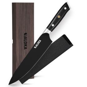 8 Inch Chef Knife Japanese Chef's Knife 7Cr17MoV High Carbon Steel Japanese Knife Full Tang G10 Handle Black Titanium Coated Blade Professional Cookin (Option: Black Blade)