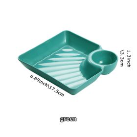 1pc Dumpling Plate With Sauce Dish; Potato; Water; Dumplings; Plate With Vinegar; Dinner Plate; Household Creative Square Serving Plate With Vinegar S (Color: Green, Quantity: 1pc)