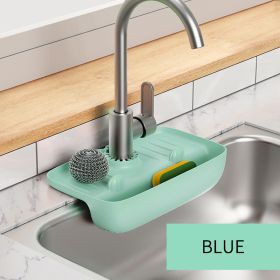 1pc Splash Guard For Sink Faucet; 10.63"x5.51"; Faucet Drain Rack; Super Absorbent Fast Drying Mat Sink Gadgets; Drip Catcher For Kitchen; Drain Stora (Color: Blue)