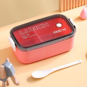 Lunch Box Microwavable Bento Box Food Container Dinnerware Lunchbox For Kids Student Office Sealed Leak-proof Portable Boxes (Color: Pink, Lunch Box Capacity: 1000ml)