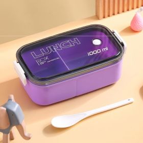 Lunch Box Microwavable Bento Box Food Container Dinnerware Lunchbox For Kids Student Office Sealed Leak-proof Portable Boxes (Color: Purple, Lunch Box Capacity: 1000ml)