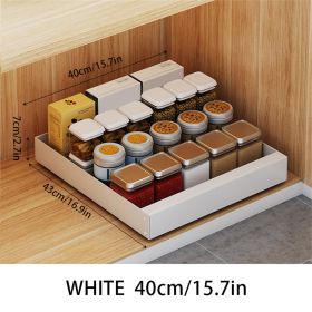 1pc Pull-Out Type Cabinet Organizer, Punching-free Seasoning Dish And Bowl Storage Shelf Under Cabinet, Heavy Duty Storage And Organization Slide Out (Color: Whtie)