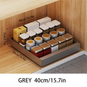 1pc Pull-Out Type Cabinet Organizer, Punching-free Seasoning Dish And Bowl Storage Shelf Under Cabinet, Heavy Duty Storage And Organization Slide Out (Color: Grey)