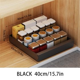 1pc Pull-Out Type Cabinet Organizer, Punching-free Seasoning Dish And Bowl Storage Shelf Under Cabinet, Heavy Duty Storage And Organization Slide Out (Color: Black)