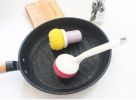 Dish Scrubber - Short or Long Handle Scouring Pad - Polyester Sponge for Pot, Pan, Plate, for Daily Use, for Cleaning Tabletop