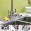 1pc Kitchen Faucet Sink Splash Guard; Silicone Faucet Water Catcher Mat; Sink Draining Pad Behind Faucet; Grey Rubber Drying Mat For Kitchen & Bathroo