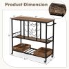 Dinning Supplies Bar Cart on Wheels with Hook & Glass Racks