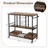 Dinning Supplies Bar Cart on Wheels with Hook & Glass Racks