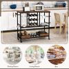 Dinning Supplies Bar Cart on Wheels with Hook & Glass Racks