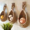 1pc Wall Hanging Basket, Bohemian Style Woven Basket, Creative Teardrop Shape Suitable For Vegetables And Fruits, Kitchen Storage Basket